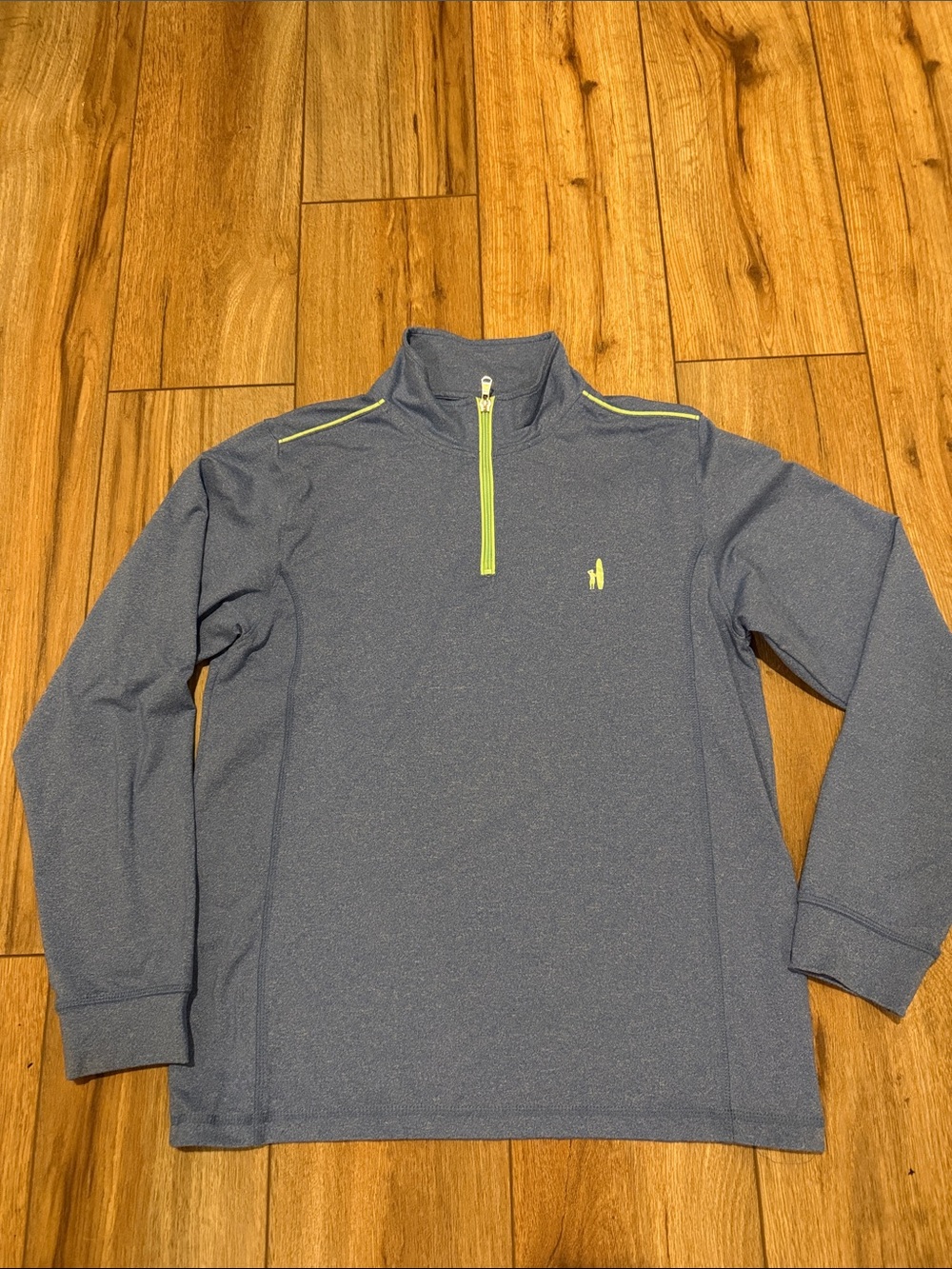 johnnie-O Heather Blue Quarter-Zip Pullover with Lime Accents